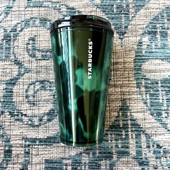 Starbucks Dark Green Swirl Reusable Tumbler Cold Cup - Size 16 oz - Picture 4 of 7